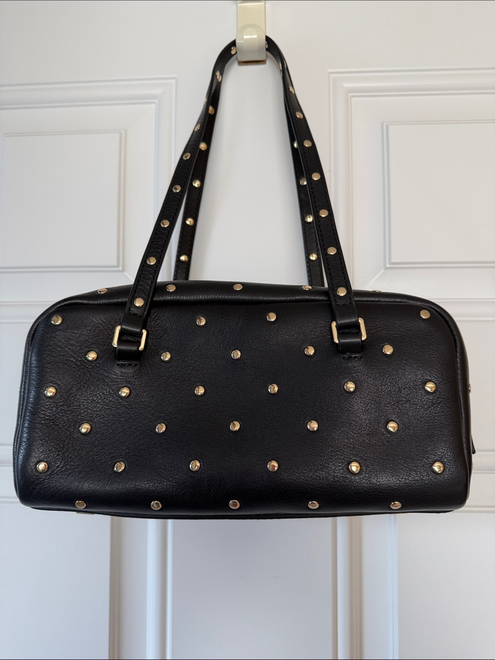 J. Crew Black Shoulder Bag with Gold Studs